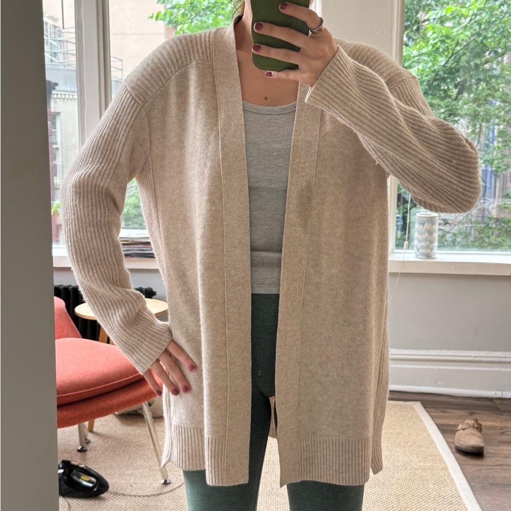 Women's Cream Open-Front Vince Sweater